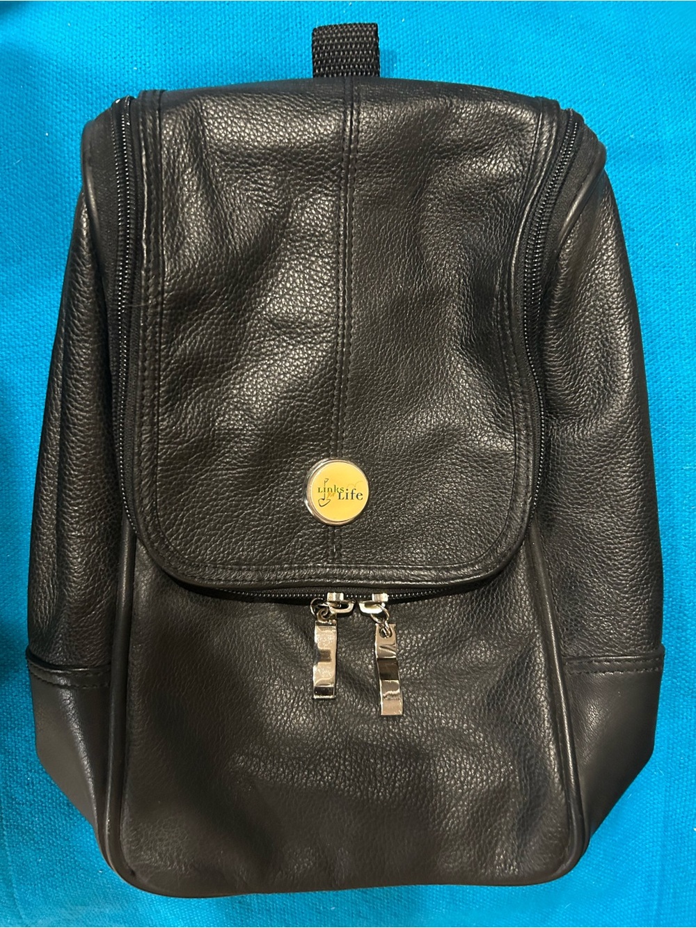 LINKS FOR LIFE Bisinger-Smith Black Leather Hanging Toiletry Bag